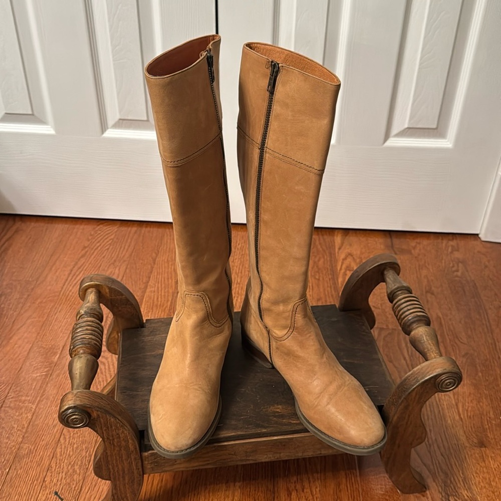 J Crew Womens Brown Leather Knee High Riding Boots